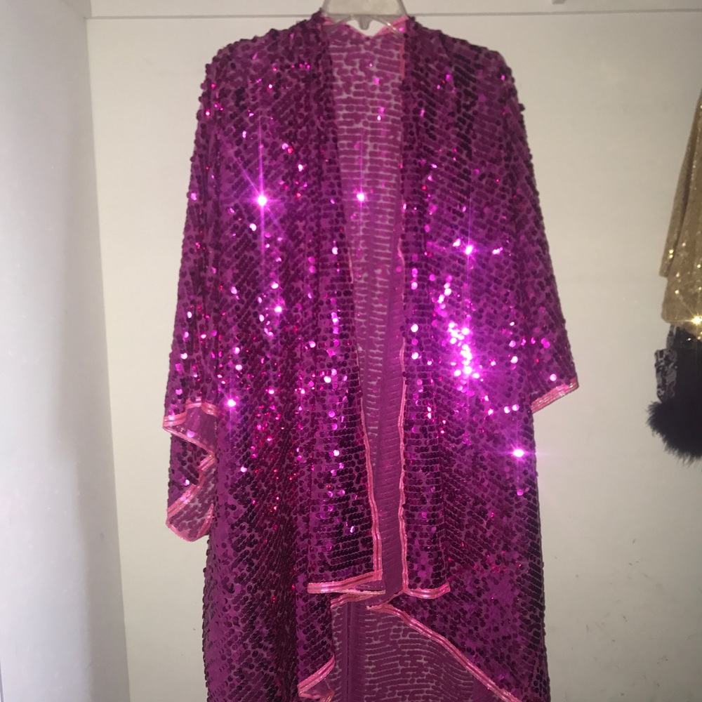 Pink sequin kimono